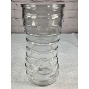 Vintage Whimsical Wavy Ribbed Topsy Turvy Glass Textured Vase Fun Eclectic